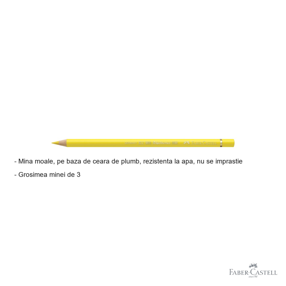 Creion colorat Faber-Castell Polychromos galben crom deschis, mina moale pe baza de ceara, pentru artisti [2]
