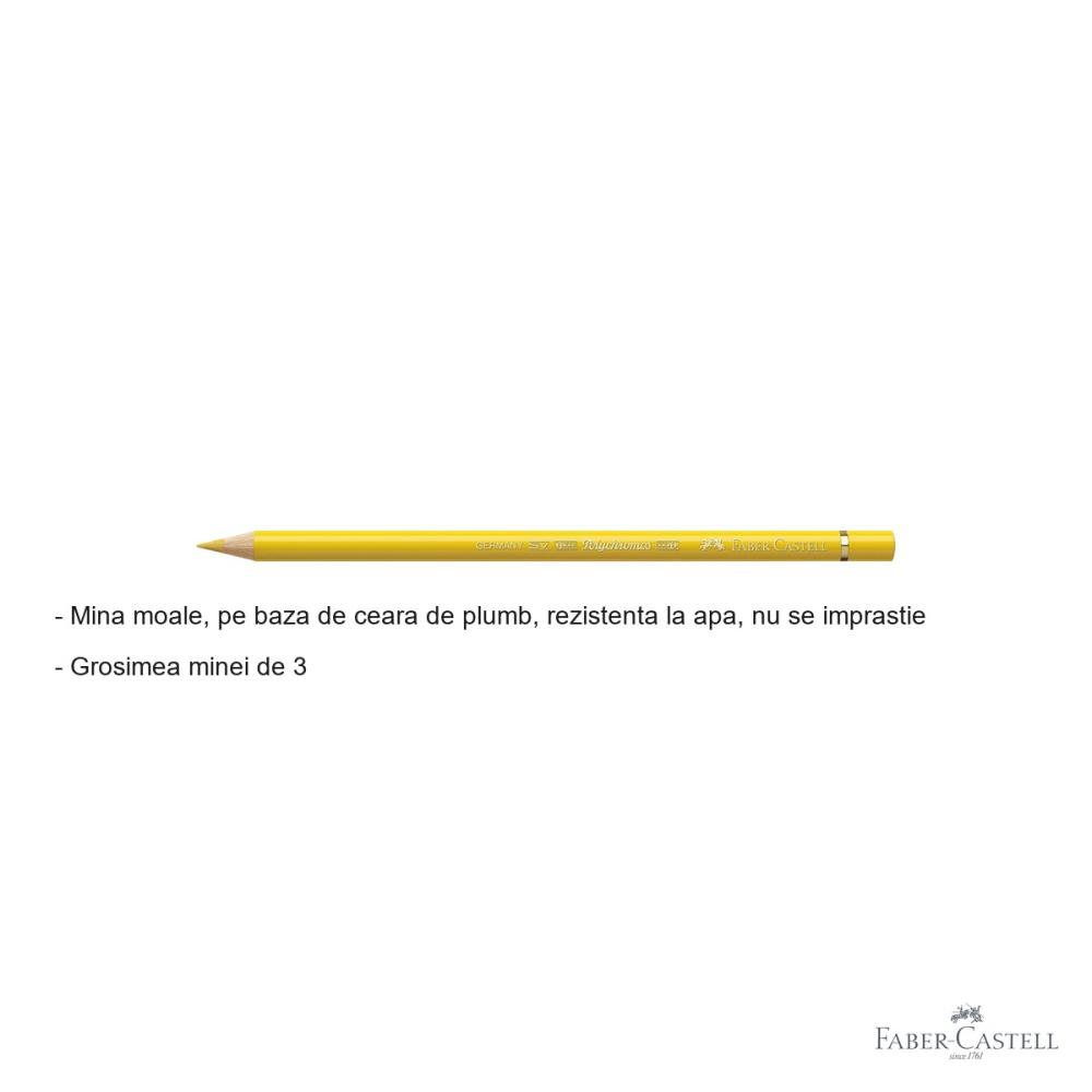 Creion colorat Faber-Castell Polychromos Galben Napoli, mina moale pe baza de ceara, pentru arta si grafica profesionala [2]