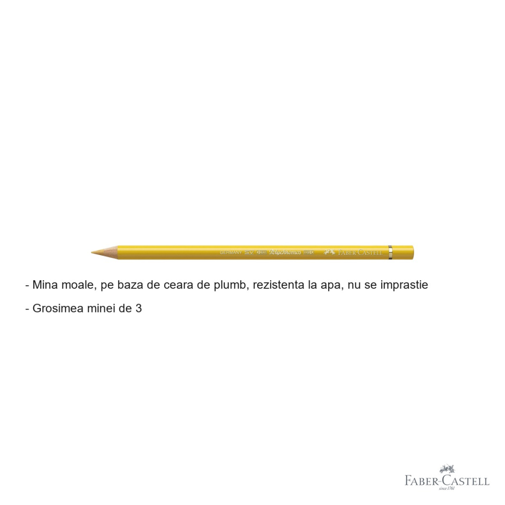 Creion colorat Faber-Castell Polychromos galben napolitan inchis, mina moale pe baza de ceara, pentru desen artistic [2]