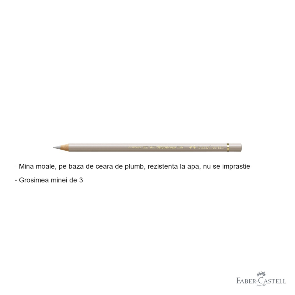 Creion colorat Faber-Castell Polychromos, gri cald III, mina moale pe baza de ceara, pentru desen artistic [2]