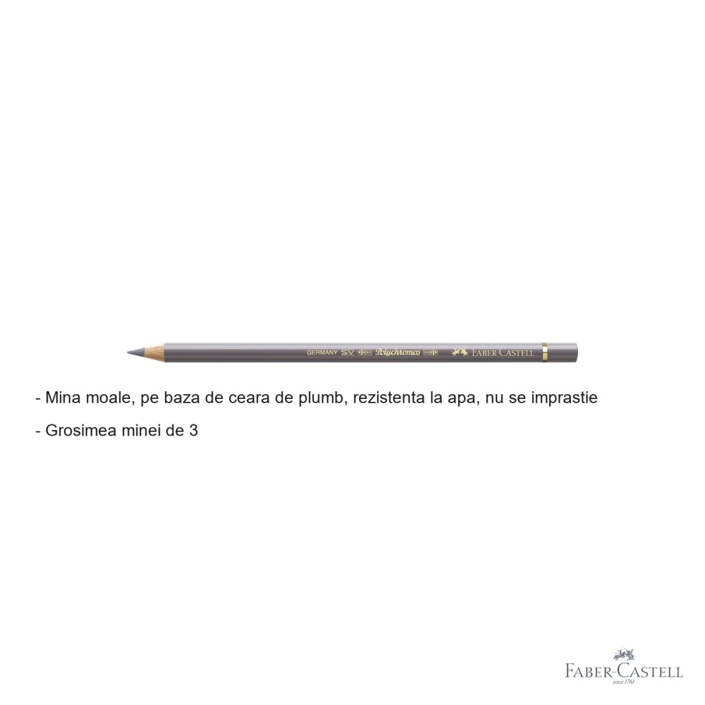 Creion colorat Faber-Castell Polychromos, gri cald IV, mina moale pe baza de ceara, pentru artisti [2]
