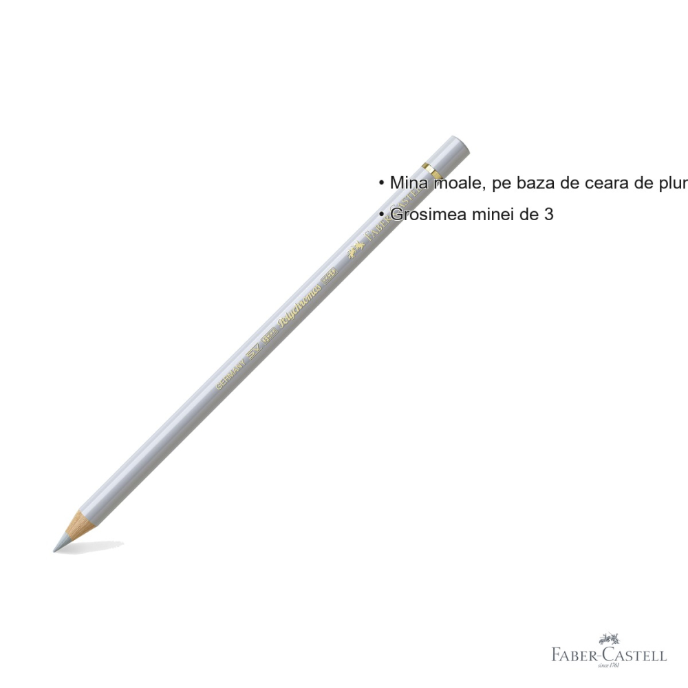 Creion colorat Faber-Castell Polychromos, gri rece II, mina groasa pe baza de ceara, pentru desen artistic [3]