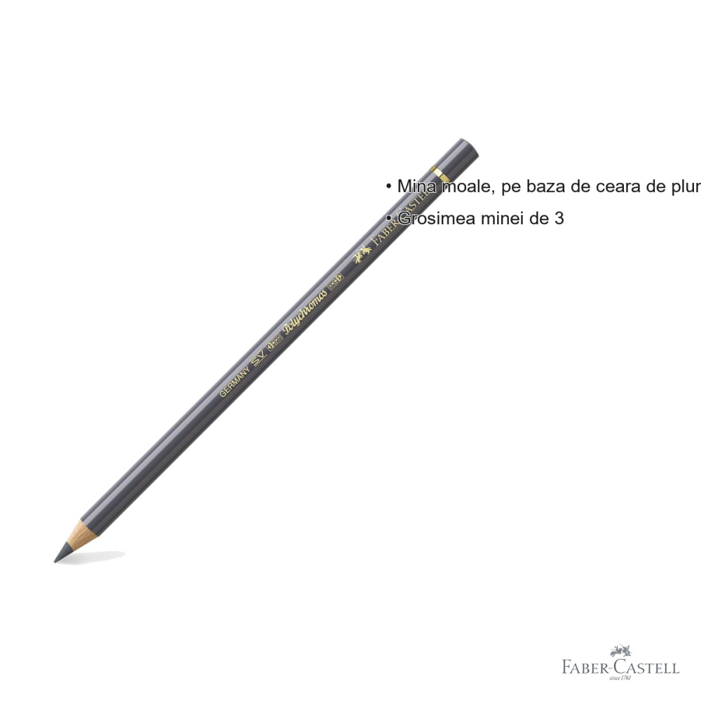 Creion colorat Faber-Castell Polychromos gri rece V, mina 3.8 mm, rezistent la apa, pentru artisti [3]