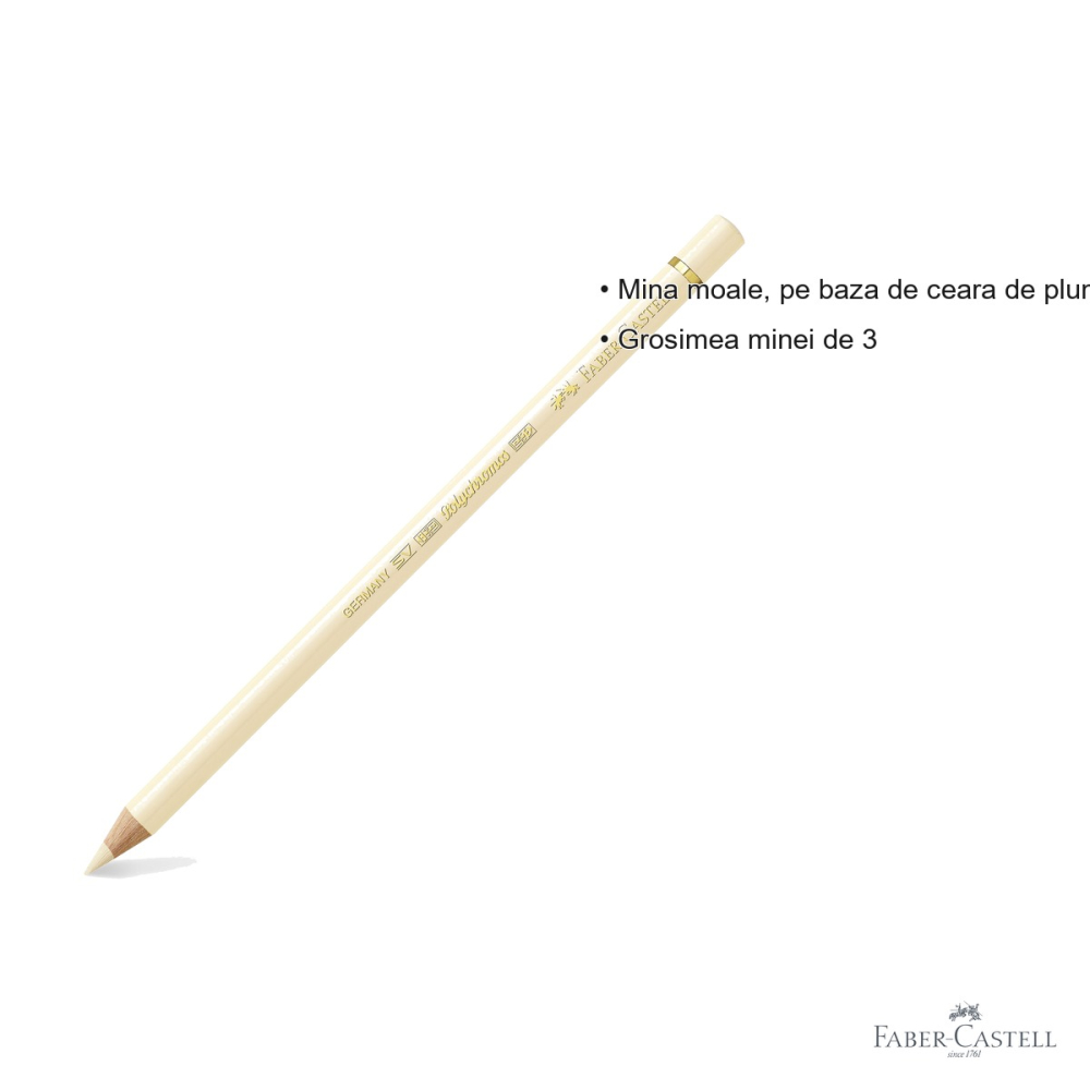 Creion colorat Faber-Castell Polychromos Ivory, mina moale pe baza de ceara, rezistent la apa, pentru desen artistic [3]