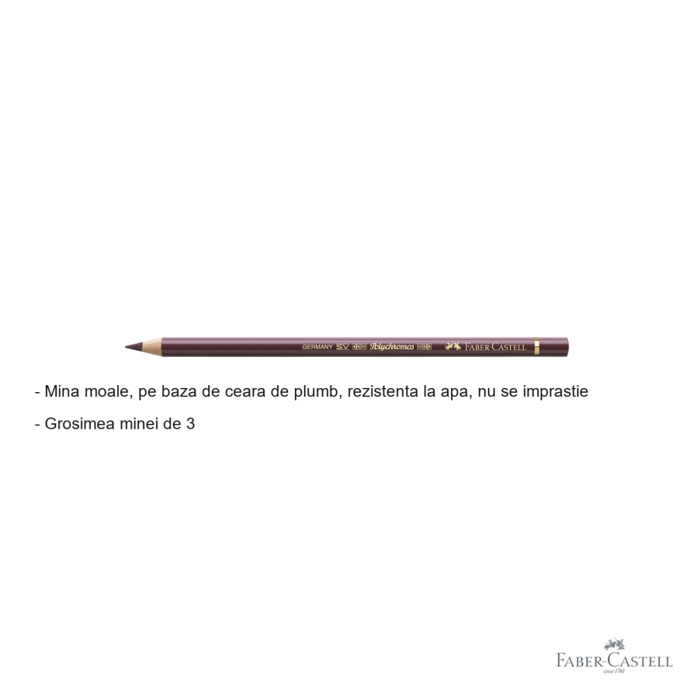 Creion colorat Faber-Castell Polychromos maro-violet, mina 3.8 mm, rezistent la apa, pentru artisti [2]