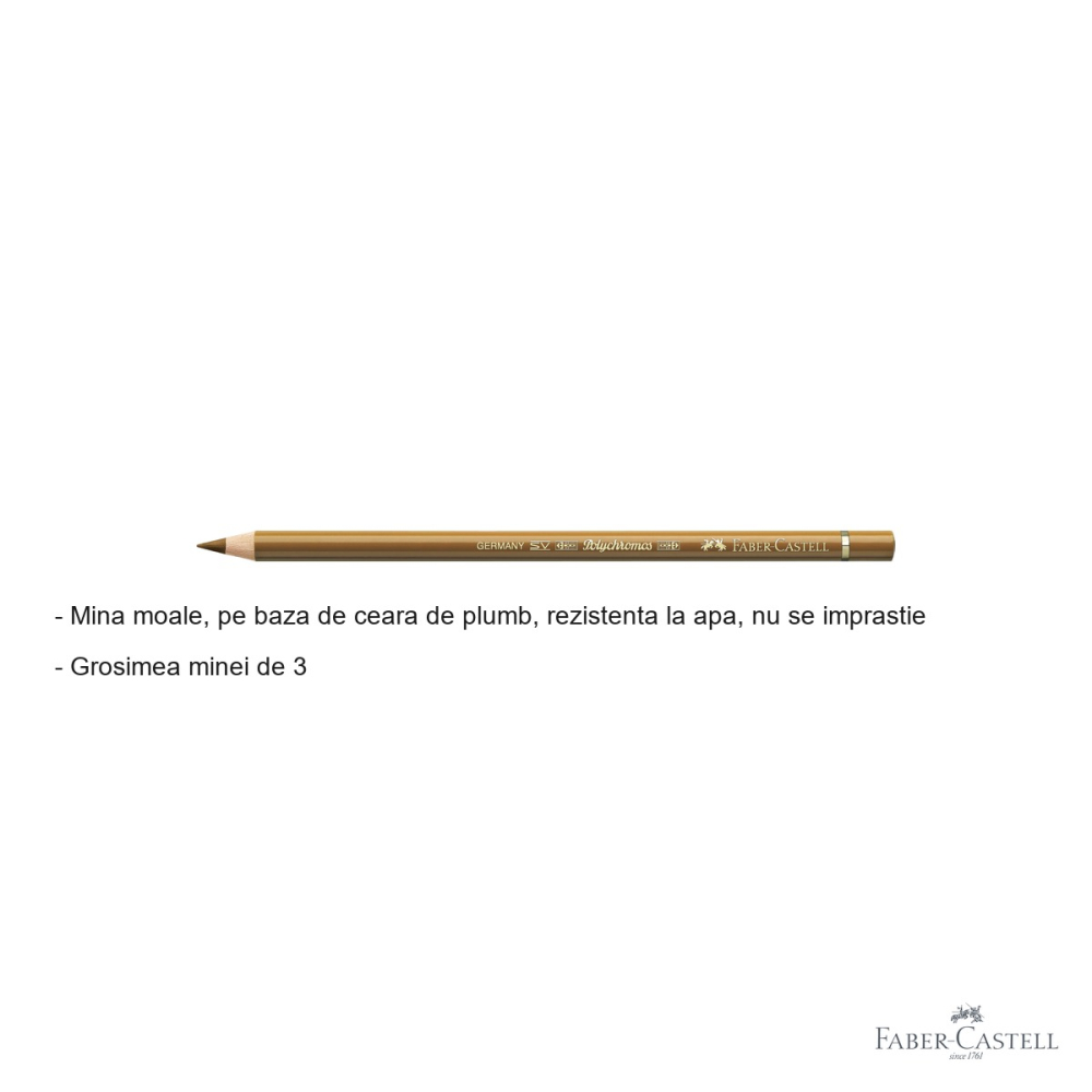 Creion colorat Faber-Castell Polychromos, ocru maroniu, mina moale pe baza de ceara, pentru desen artistic [2]
