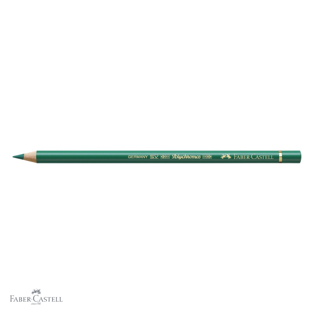 Creion colorat Faber-Castell Polychromos verde inchis, mina moale pe baza de ceara, rezistent la apa, pentru arta si grafica [4]