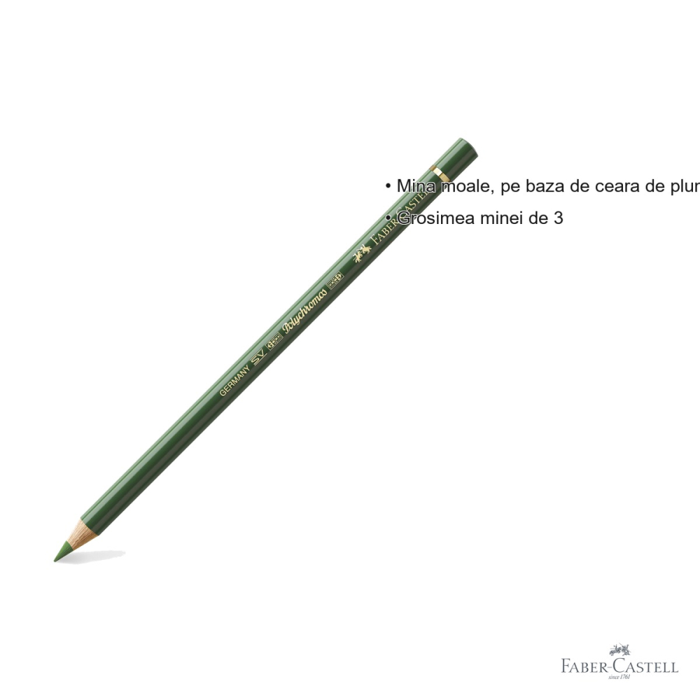 Creion colorat Faber-Castell Polychromos verde oliv, mina moale pe baza de ceara, pentru desen si ilustratie artistica [3]