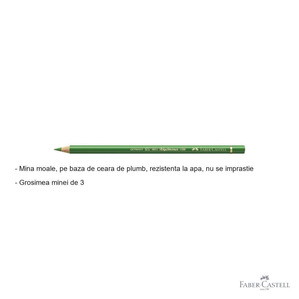 Creion colorat Faber-Castell Polychromos verde permanent, mina groasa pe baza de ceara, pentru artisti [2]