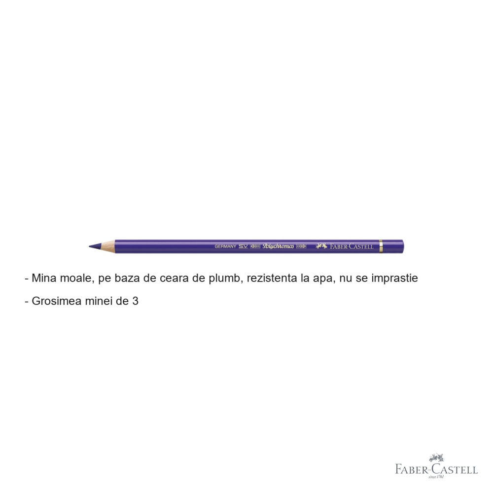 Creion colorat Faber-Castell Polychromos violet-albastru, mina moale pe baza de ceara, rezistent la apa, pentru desen artistic [2]