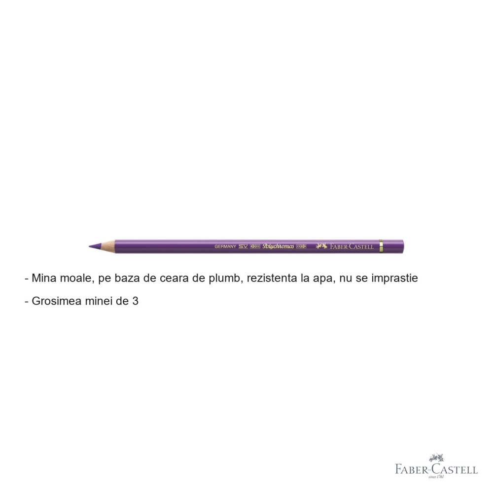 Creion colorat Faber-Castell Polychromos Violet Mangan, mina moale pe baza de ceara, pentru artisti [2]
