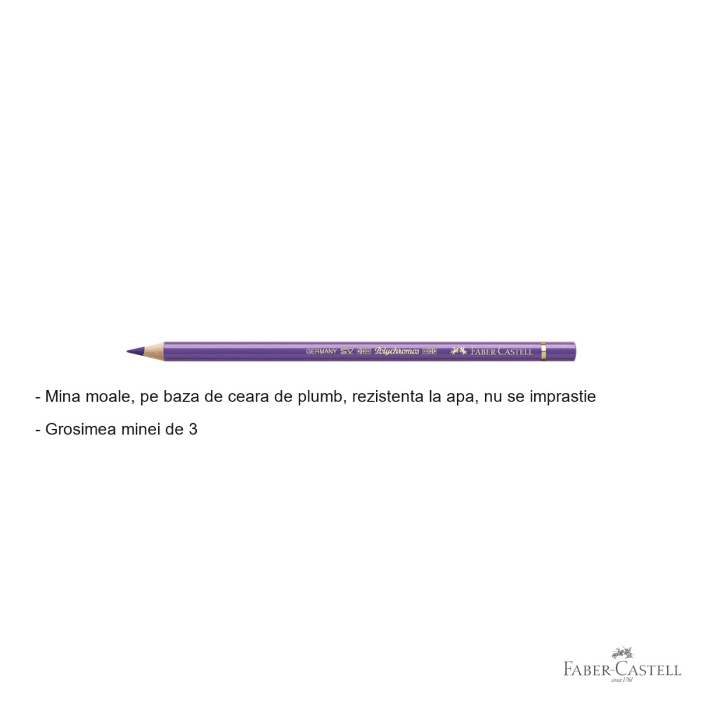 Creion colorat Faber-Castell Polychromos violet, mina moale pe baza de ceara, rezistent la apa, pentru artisti [2]