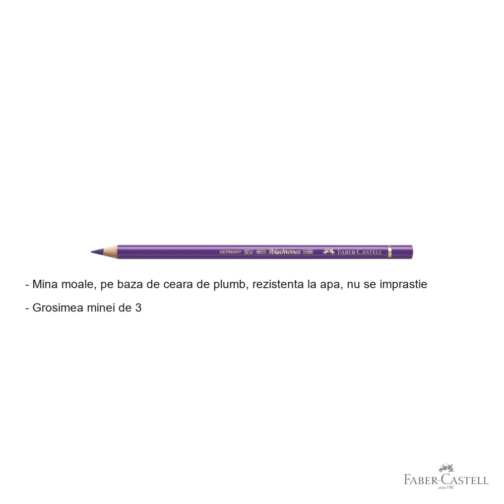 Creion colorat Faber-Castell Polychromos violet purpuriu, mina moale pe baza de ceara, pentru desen si grafica artistica [2]