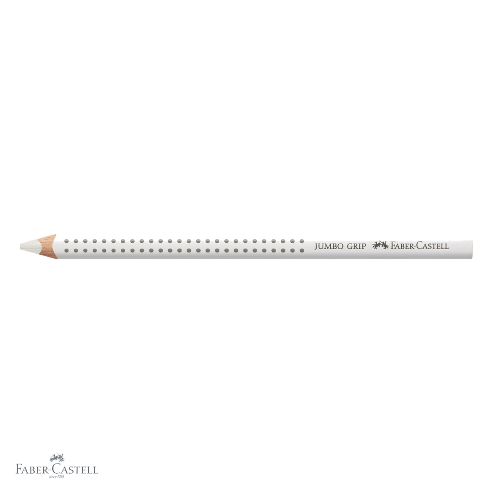 Creion colorat Jumbo Grip alb Faber-Castell, mina groasa 3.8 mm, forma ergonomica triunghiulara, pentru copii [4]