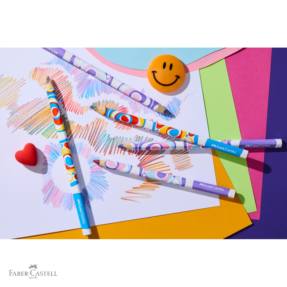 Creion colorat Jumbo tricolor Faber-Castell, mina in trei culori, forma ergonomica triunghiulara, pentru copii [4]
