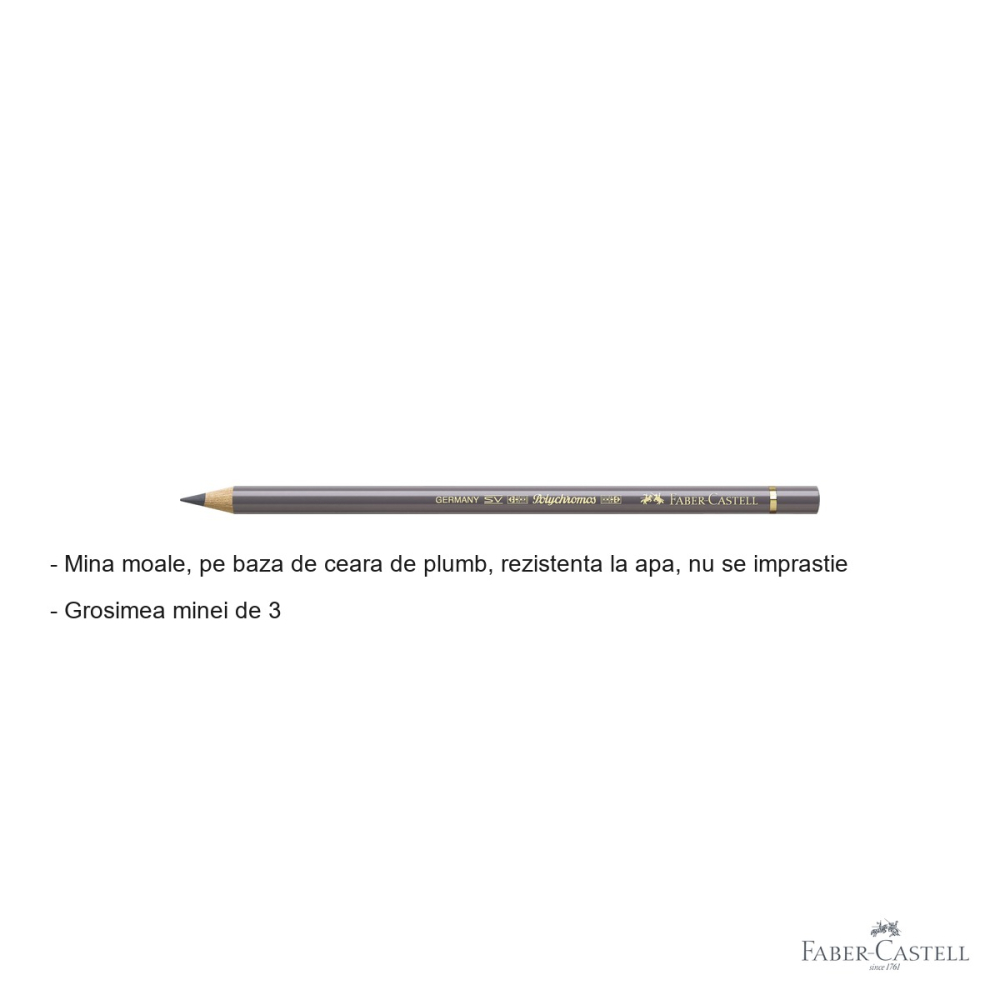 Creion colorat profesional Faber-Castell Polychromos, gri cald V, mina moale pe baza de ceara, pentru desen artistic [2]
