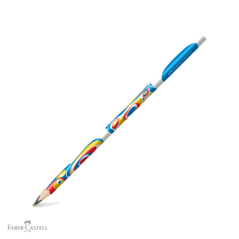 Creion colorat tricolor Faber-Castell, mina rosie-galbena-albastra, forma ergonomica triunghiulara, pentru copii [1]