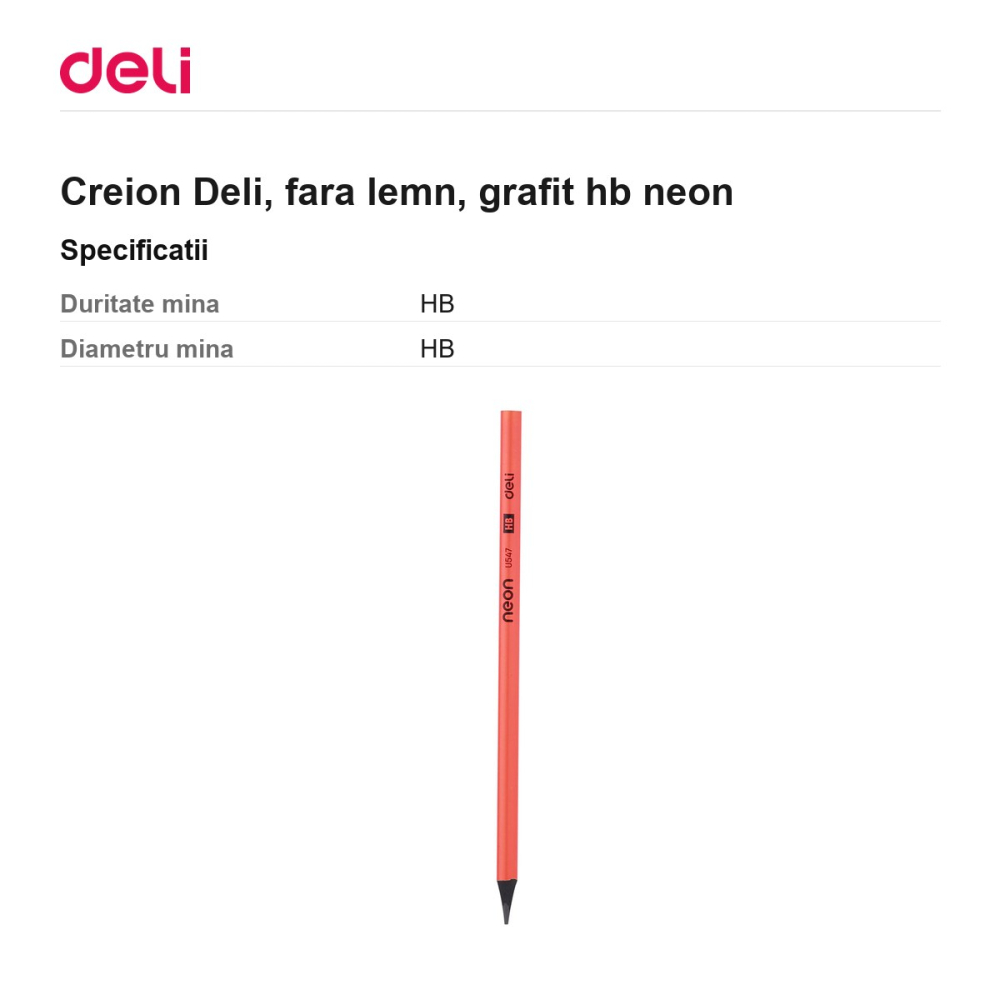 Creion Deli, fara lemn, grafit hb neon [3]