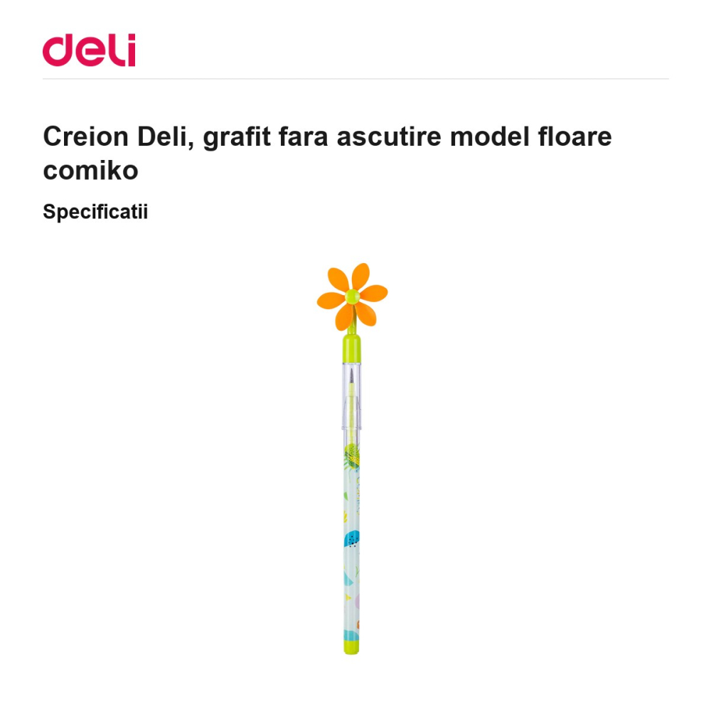Creion Deli, grafit fara ascutire model floare comiko [3]