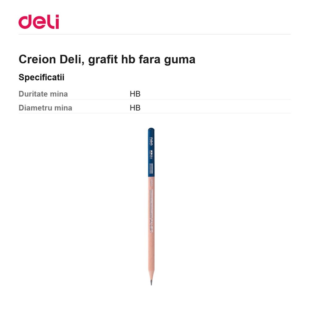 Creion Deli, grafit hb fara guma [3]