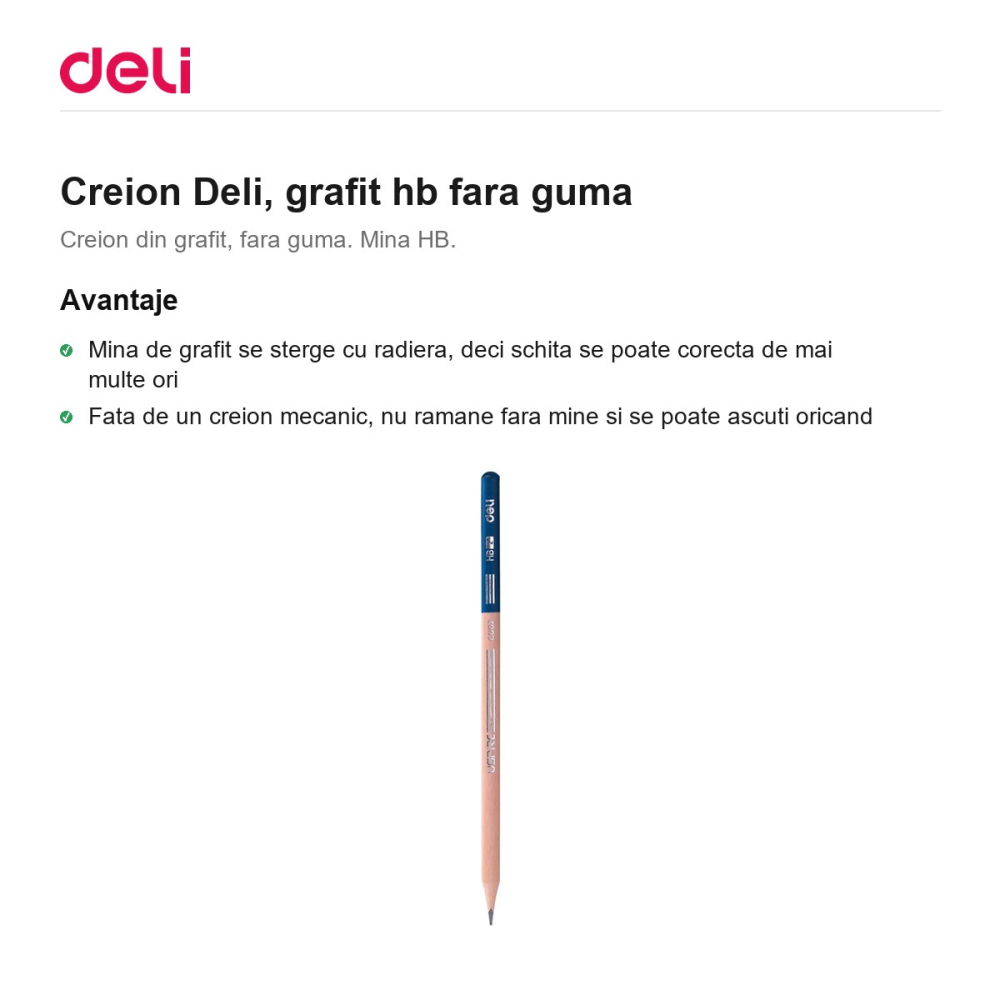 Creion Deli, grafit hb fara guma [2]