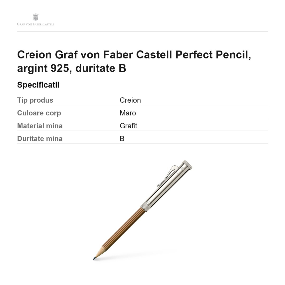 Creion Graf von Faber Castell Perfect Pencil, argint 925, duritate B [3]
