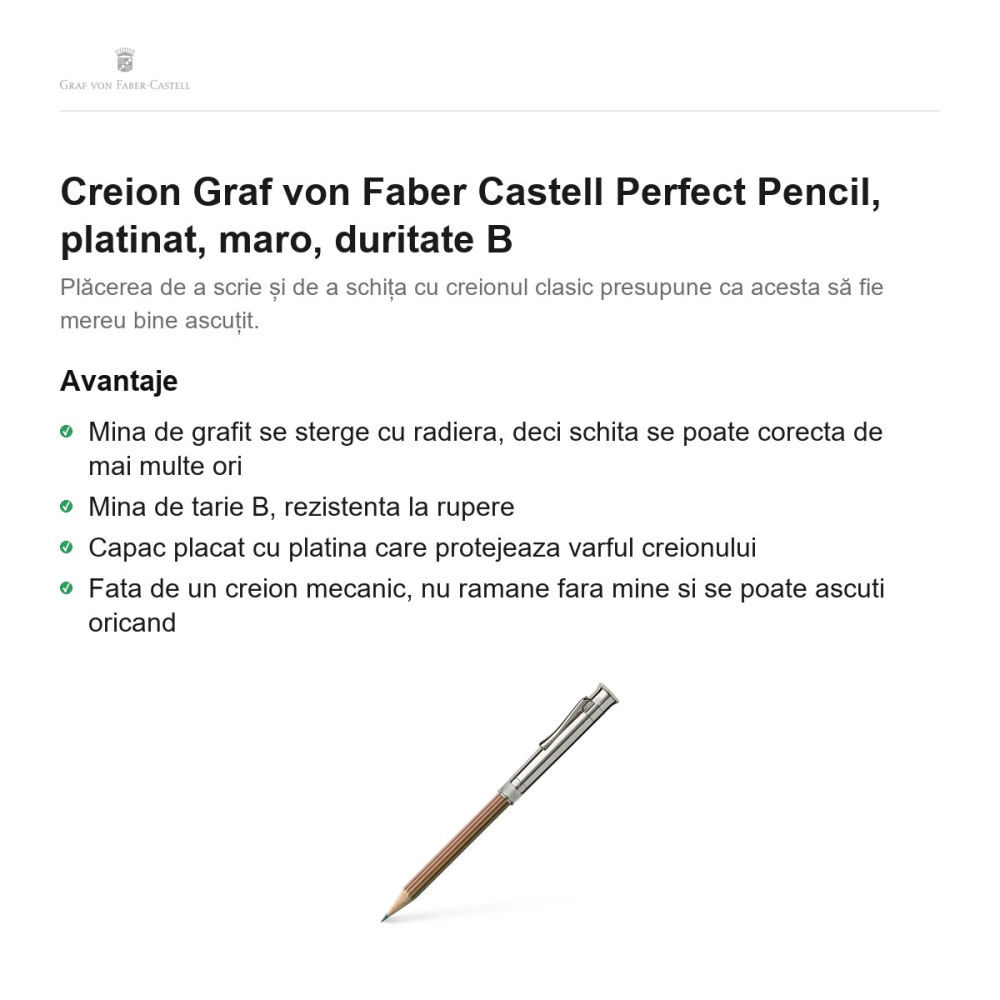 Creion Graf von Faber Castell Perfect Pencil, platinat, maro, duritate B [2]