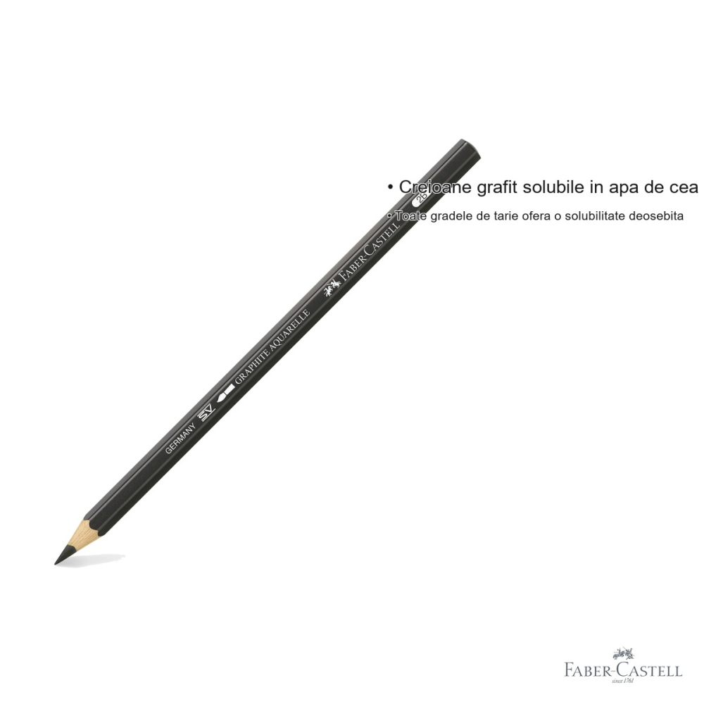 Creion grafit acuarela Faber-Castell Graphite Aquarelle 2B, mina 3,8 mm solubila in apa, pentru artisti [3]