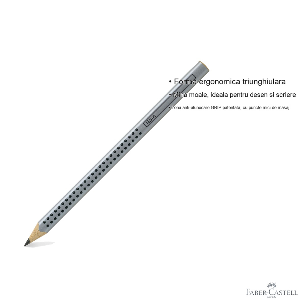 Creion grafit B Faber-Castell Jumbo Grip, forma triunghiulara ergonomica, fara guma, pentru copii si desen [3]