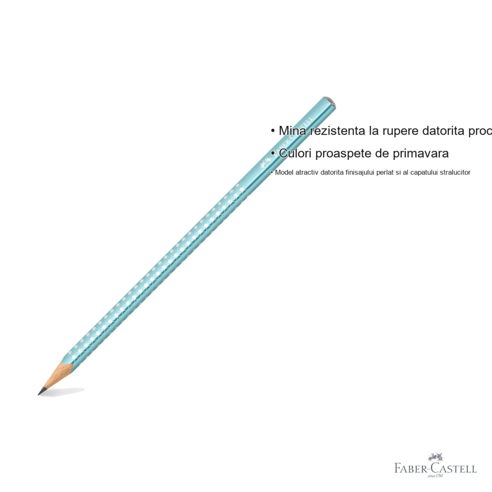 Creion grafit B Faber-Castell Sparkle Bleu Ocean, finisaj metalizat perlat, pentru scriere si desen [3]