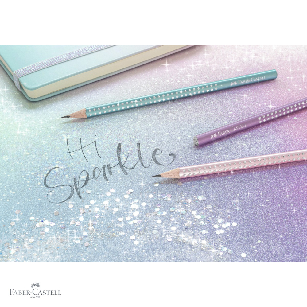 Creion grafit B Faber-Castell Sparkle Bleu Ocean, finisaj metalizat perlat, pentru scriere si desen [4]