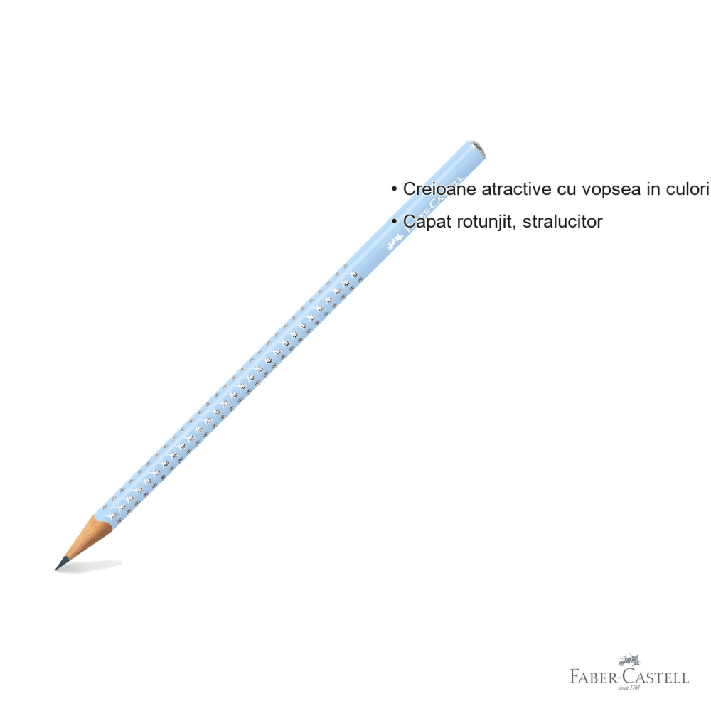 Creion grafit B Faber-Castell Sparkle Blue Sky, vopsea perlata cu sclipici, pentru scris si desen [3]
