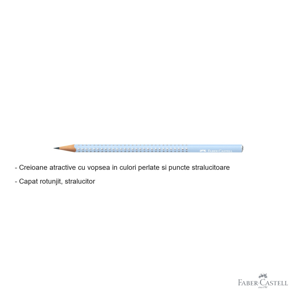 Creion grafit B Faber-Castell Sparkle Blue Sky, vopsea perlata cu sclipici, pentru scris si desen [2]