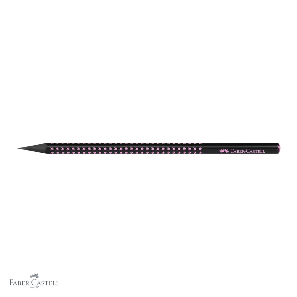 Creion grafit B Faber-Castell Sparkle Grip, lemn negru Midnight Rose, forma triunghiulara ergonomica [4]