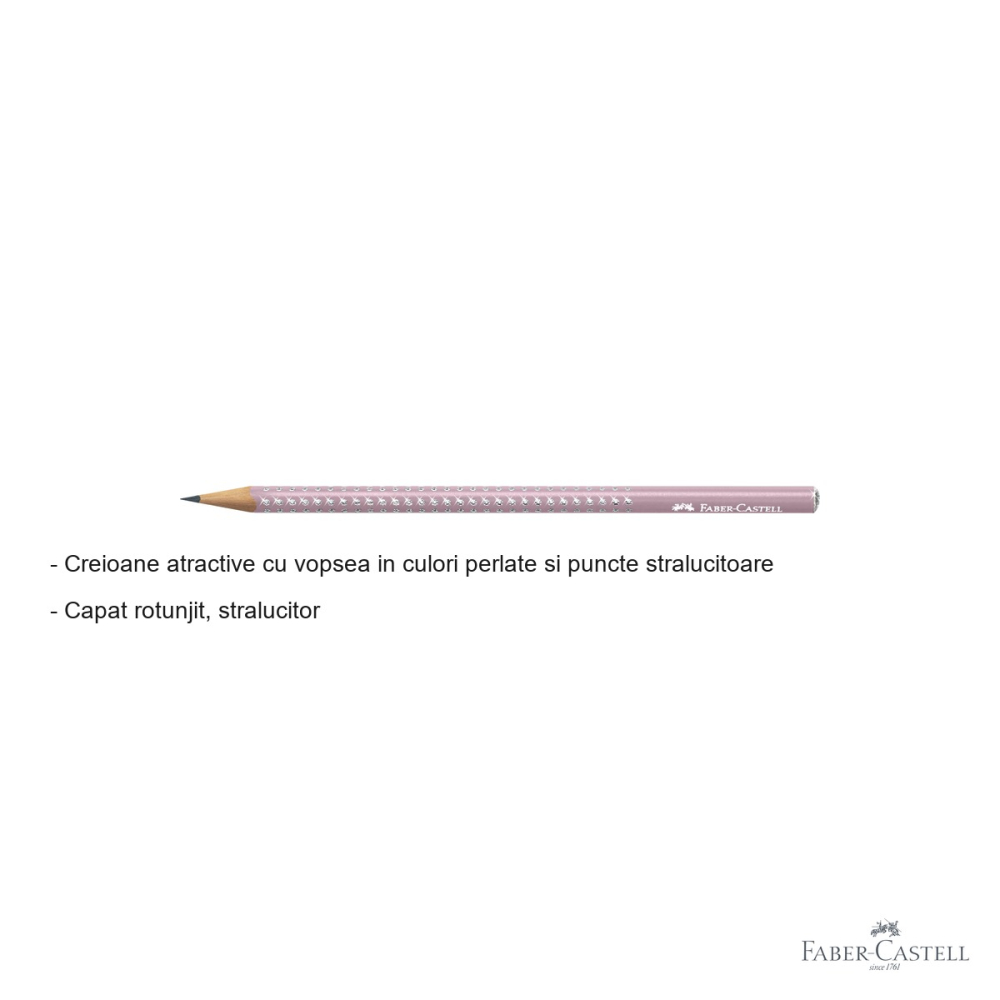 Creion grafit B Faber-Castell Sparkle Rose 2021, vopsea perlata cu puncte stralucitoare, pentru scris si desen [2]