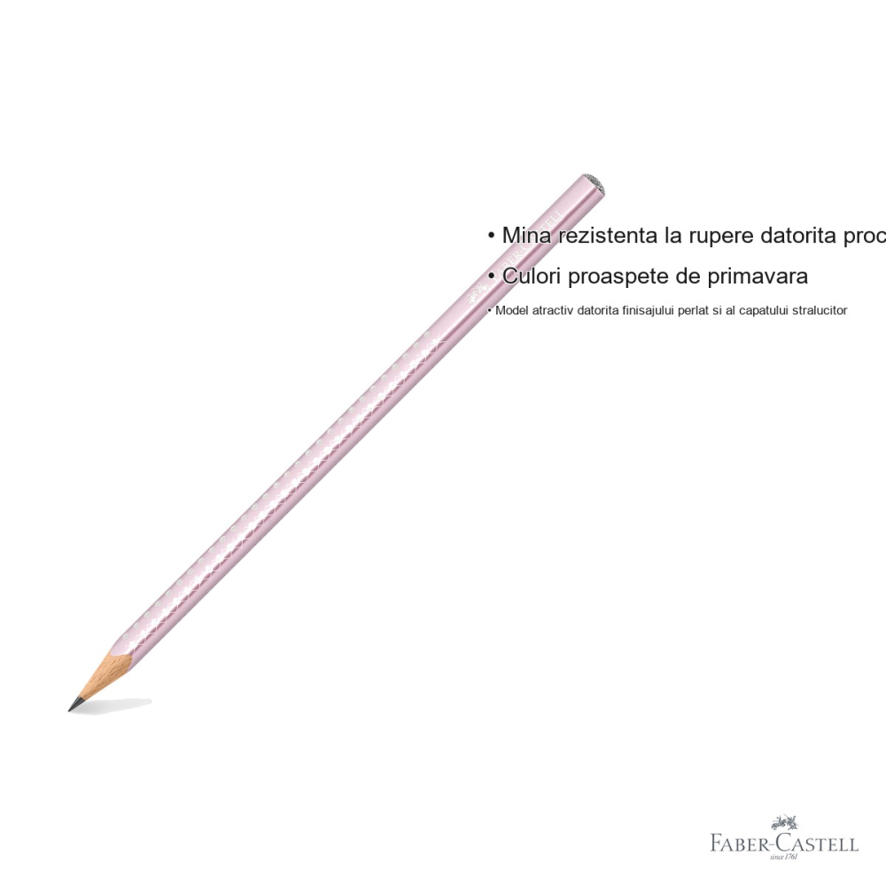 Creion grafit B Faber-Castell Sparkle Rose, finisaj metalizat perlat, pentru desen si scriere [3]