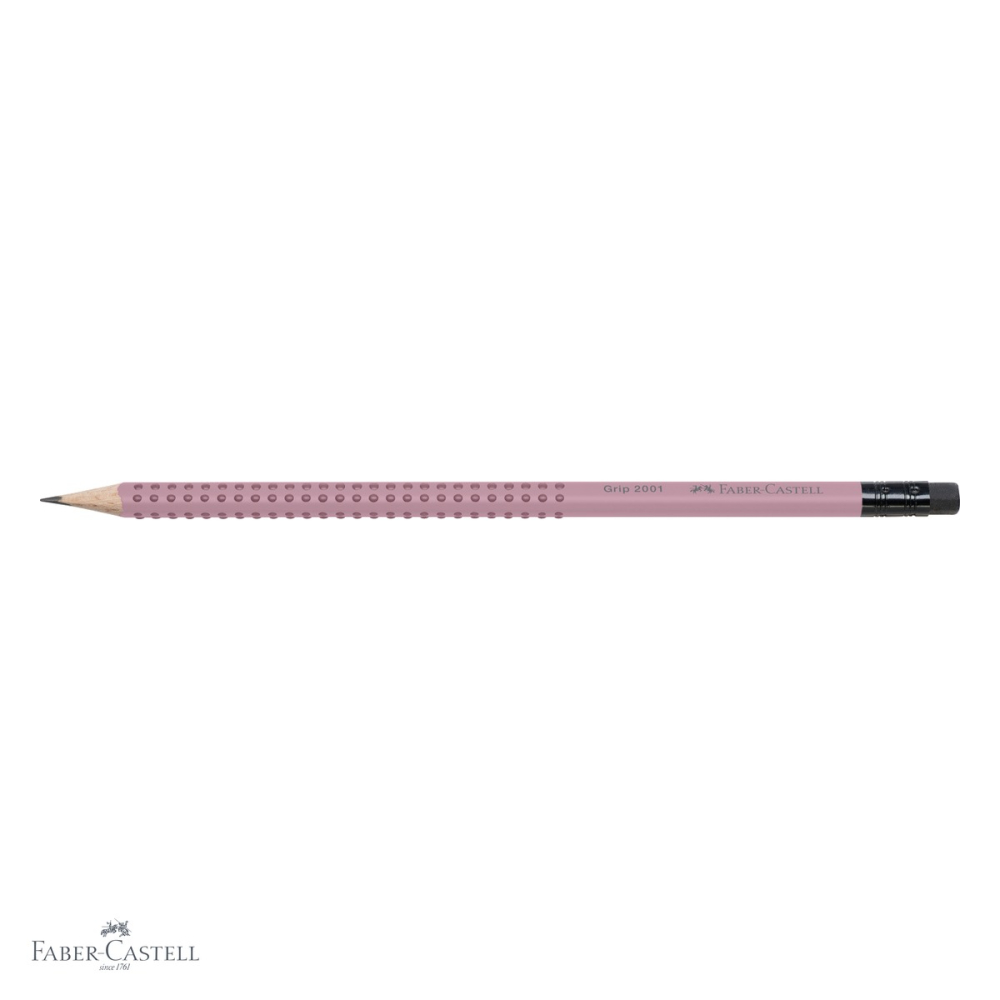 Creion grafit cu guma Faber-Castell Grip 2001 Rose, mina B, forma triunghiulara ergonomica [4]