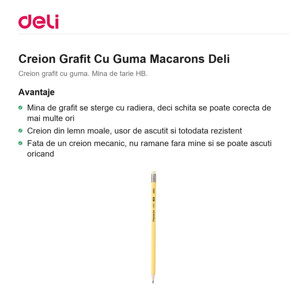 Creion Grafit Cu Guma Macarons Deli [2]