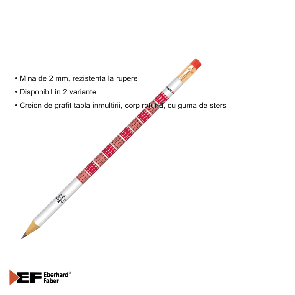 Creion grafit Eberhard Faber cu guma, tabla inmultirii, mina 2 mm, pentru scolari [3]