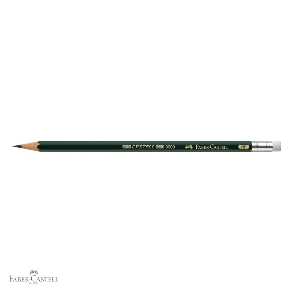 Creion grafit Faber-Castell Castell 9000 cu guma, mina HB, pentru scriere si desen [4]