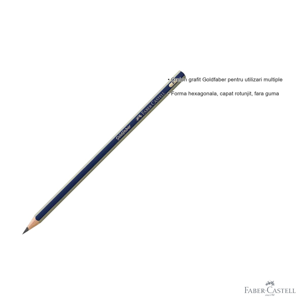 Creion grafit Faber-Castell Goldfaber 1221, duritate F, forma hexagonala, fara guma, pentru utilizari multiple [3]
