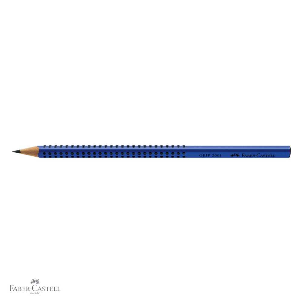 Creion grafit Faber-Castell Grip 2001, mina B, forma ergonomica triunghiulara, albastru [4]