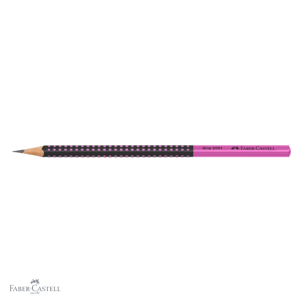 Creion grafit Faber-Castell Grip 2001 Two Tone, mina B, forma ergonomica triunghiulara, negru-roz [4]