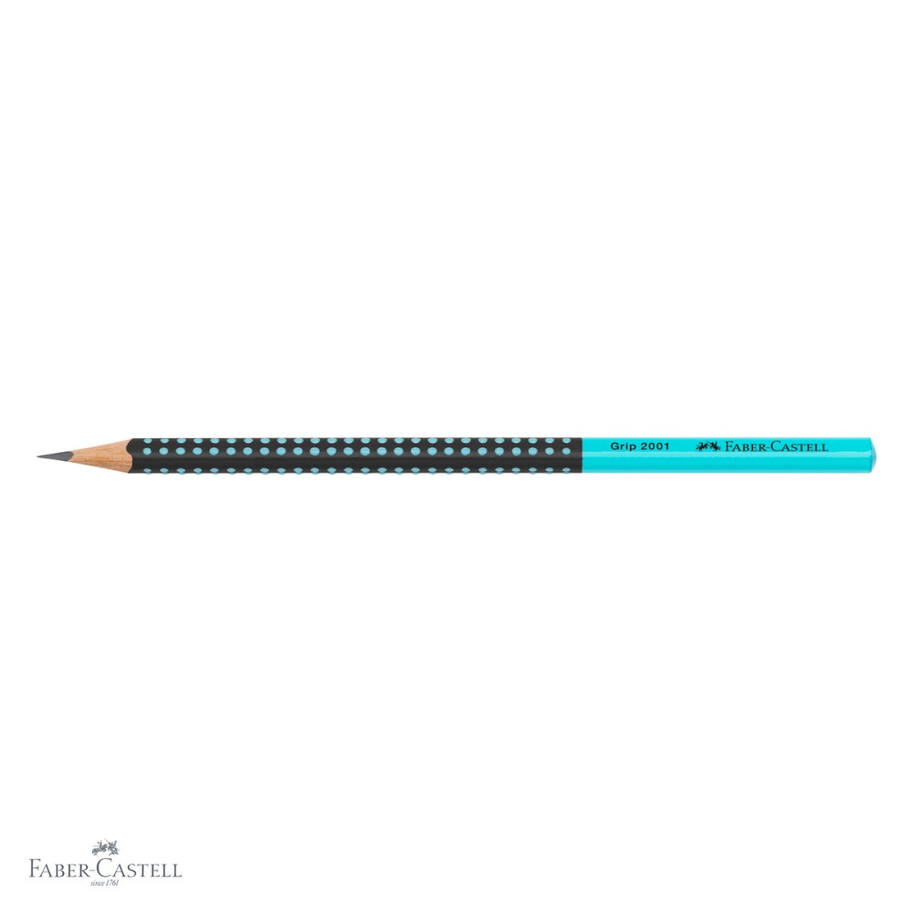 Creion grafit Faber-Castell Grip 2001 Two Tone, mina B, forma ergonomica triunghiulara, negru-turcoaz [4]