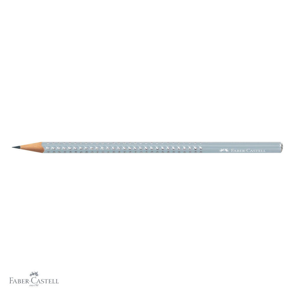 Creion grafit Faber-Castell Sparkle, mina B, forma triunghiulara ergonomica, culoare icy gri [4]