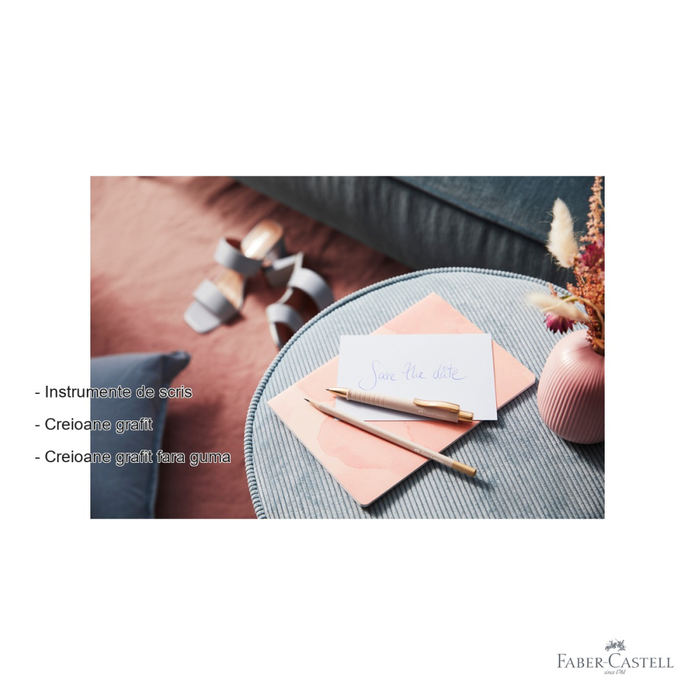 Creion grafit Faber-Castell Urban Rose Pal, forma triunghiulara ergonomica, pentru scris si desen [2]