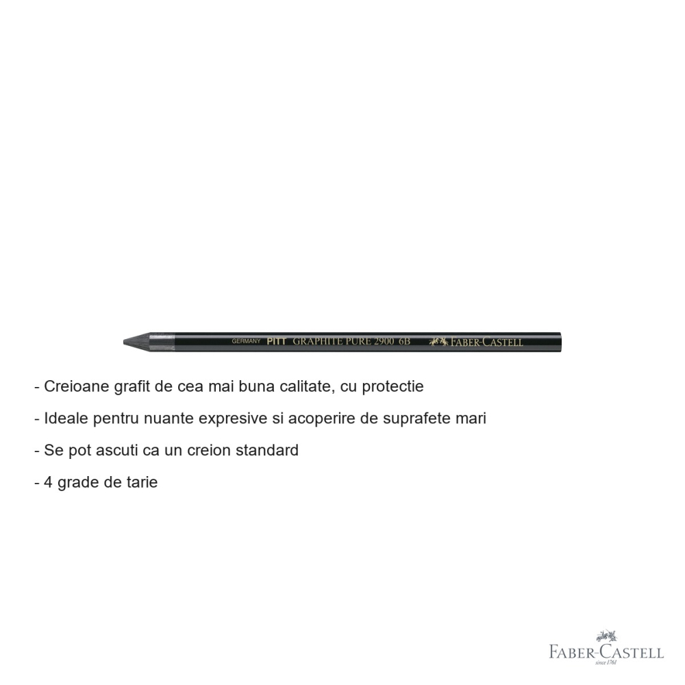 Creion grafit fara lemn 6B Faber-Castell Pitt Monochrome, nuante expresive, pentru arta si grafica [2]