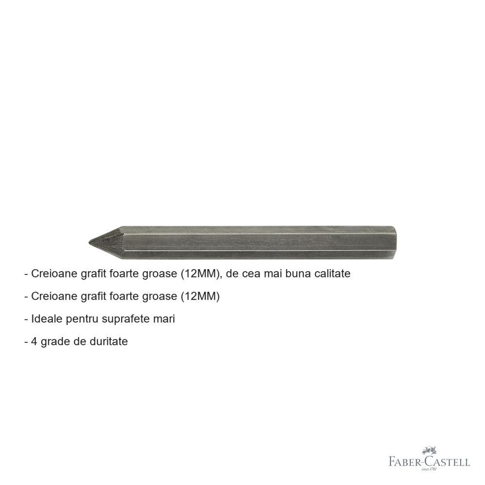 Creion grafit fara lemn gros 2B Faber-Castell Pitt Monochrome, mina 12mm, pentru suprafete mari [2]