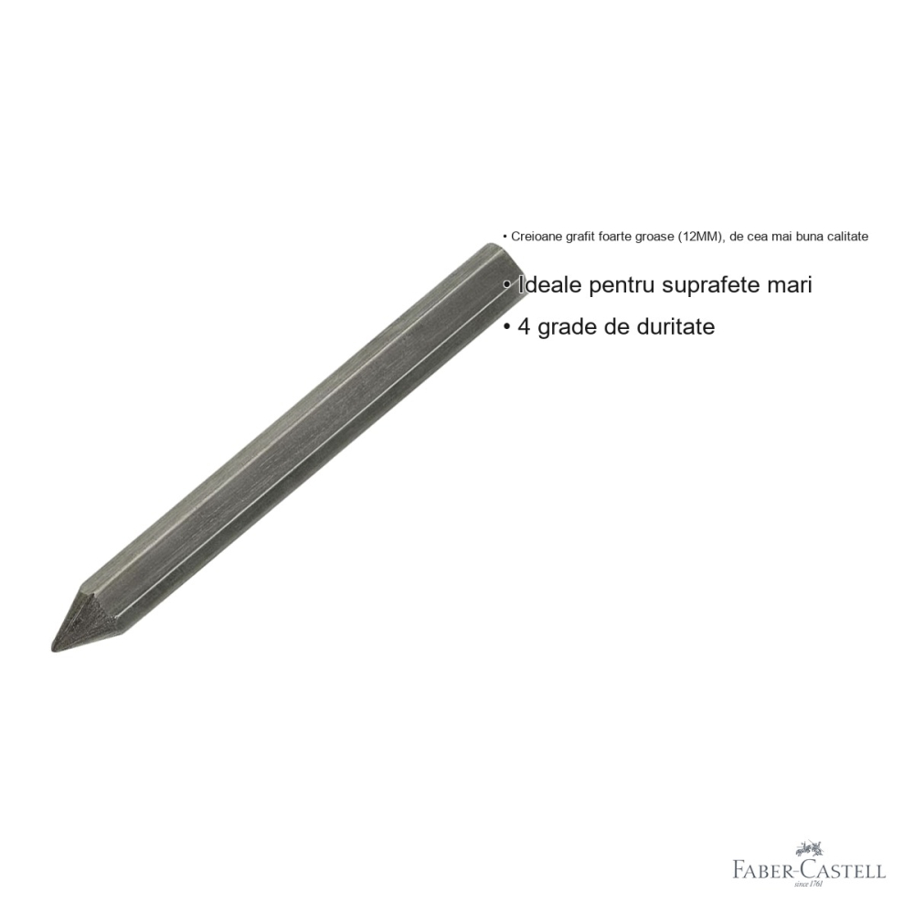 Creion grafit fara lemn gros 2B Faber-Castell Pitt Monochrome, mina 12mm, pentru suprafete mari [3]