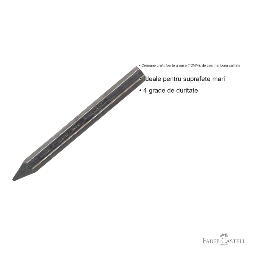 Creion grafit fara lemn gros 4B Faber-Castell Pitt Monochrome, mina 12mm, pentru suprafete mari [3]